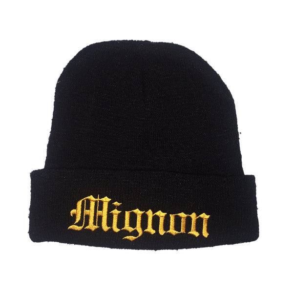 Mignon Classic Black Beanie - Gold Print